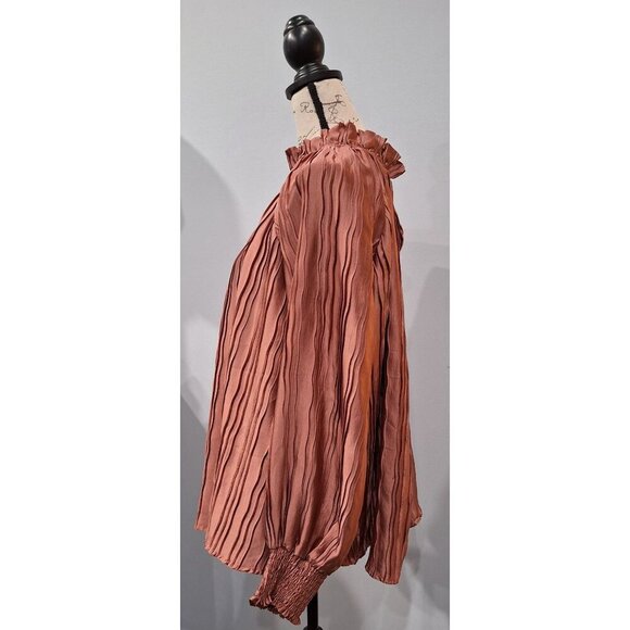 EUC Glam Apparel Mauve Long-sleeve Light & Flowy Crepe Blouse/Sz. L - Picture 2 of 6